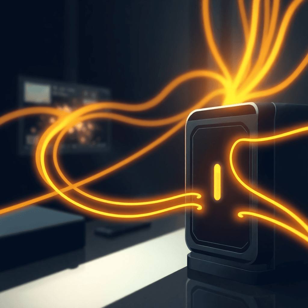 Ilustración de módem de fibra óptica